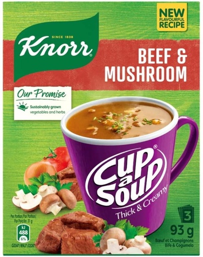 [SOUHFTCDKRCTN3RH] Knorr Beef & Mushroom Cup A Soup (Pack of 4, 93 g)