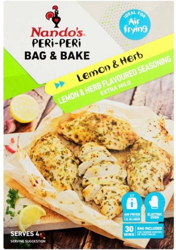 [HBSHB97HBEHDQBVZ] Nando's Bag & Bake Lemon & Herb Flavoured Extra Mild Seasoning (1 x 20 g)