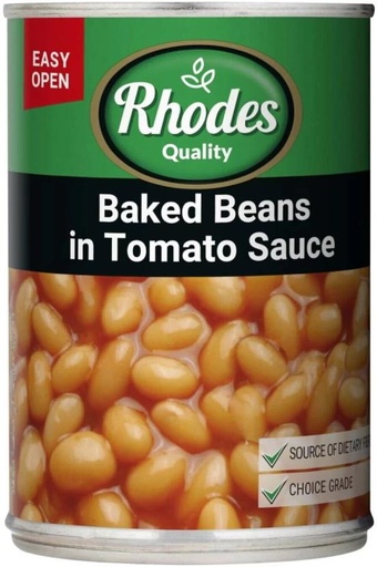 [CFDHFRS7PGP5HMJP] Rhodes Baked Beans in Tomato Sauce Beans (410 g, Pack of 6)