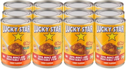 [RMLHFQNPW6PWNGGU] Lucky Star Curry Flavour Soya Mince and Vegetable Stew Soup & Stock (400 g, Pack of 12)