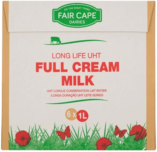 [MLKHFXJTVVQFBZB6] Fair Cape Long Life UHT Full Cream Milk, Plain Flavour (6 x 1 L)