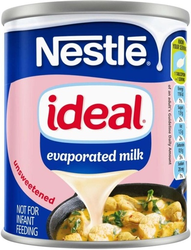 [MLKHFXKYPWD7SB9K] Nestle Ideal Evaporated Milk, Unsweetened Flavour (380 ml)