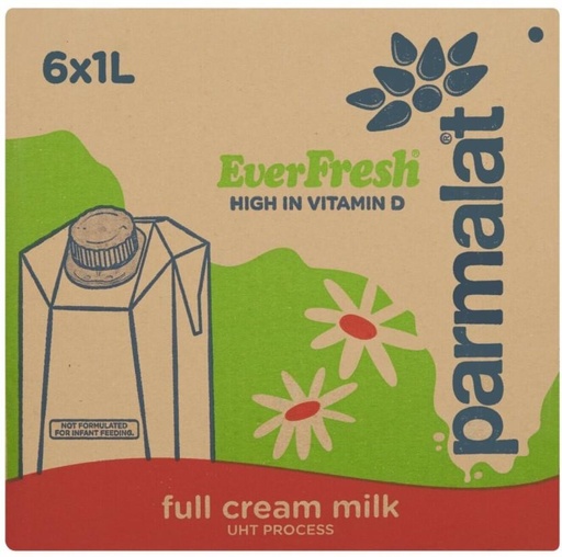 [MLKHFXJTMMYEPC5Q] Parmalat Everfresh Full Cream Milk, Plain Flavour (6 x 1 L)