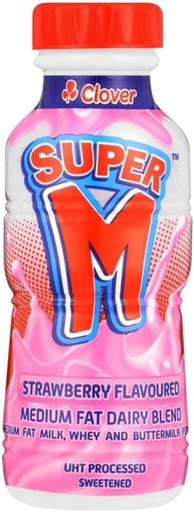 [MLKHFXJTFUXWGDRH] Clover Super M Flavoured Medium Fat Dairy Blend, Strawberry Flavour (24 x 300 ml)