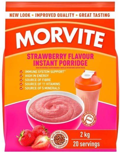 [CFEH26UK8AYSBVKV] Morvite Instant Porridge Strawberry Flavour Pouch (5 x 2 kg)