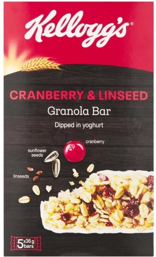 [CFEHB953G5ZDMM3B] Kellogg's Cranberry & Linseed Granola Bar Box (180 g)