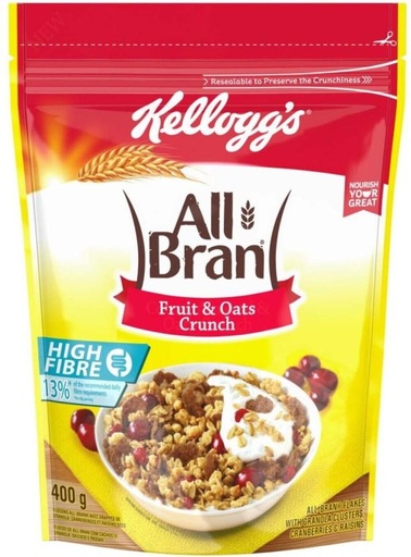 [CFEHBHYHPHH2N8Z8] Kellogg'S All Bran Fruit & Oats Crunch Pouch (400 g)