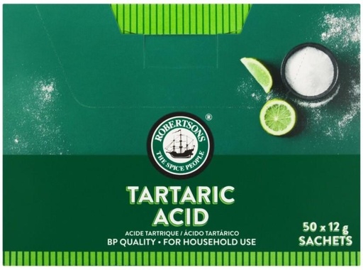 [BITHFQMMSAQUCFGH] Robertsons Tartaric Acid Tartaric Acid Powder (50 x 12 g)