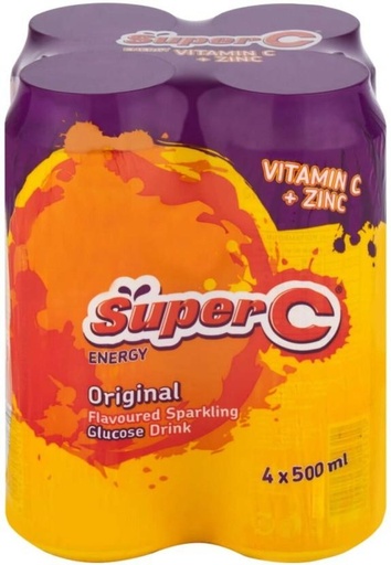 [ESMHFS9DH9FZKRV4] Super C Original Energy Drink (Orange Flavoured, 4 x 500 ml)