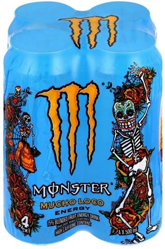 [ESMH26TW3FH6PNFK] Monster Mango Loco Energy Drink (Mango Flavoured, 4 x 500 ml)