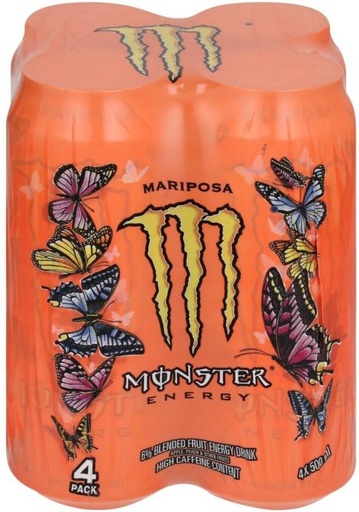 [ESMH26TWRSHVHVEU] Monster Mariposa Energy Drink (Peach and Nectarine Flavoured, 4 x 500 ml)