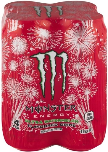 [ESMH26TWDHY9XZZW] Monster Zero Sugar Ultra Watermelon Energy Drink (Watermelon Flavoured, 4 x 500 ml)