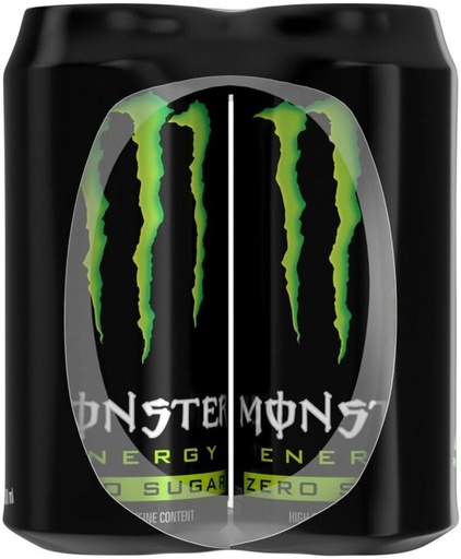 [ESMH26TWSG68CGQR] Monster Zero Sugar High Caffeine Content Energy Drink (Unflavoured, 4 x 500 ml)