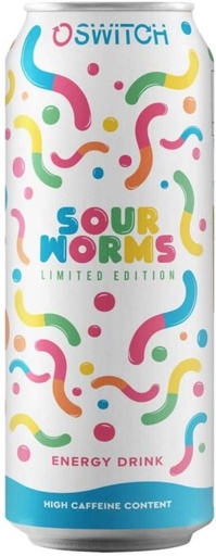 [ESMHFS9D2K7V8QSB] Switch Sour Worms Limited Edition Energy Drink (Sour Flavoured, 24 x 500 ml)