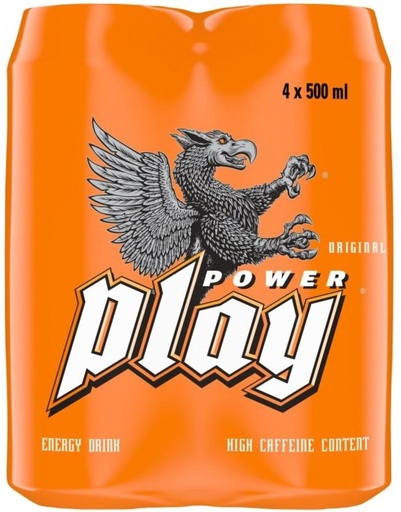 [ESMH9MDFSYYJP6FW] Play Power Energy Drink (Original Flavoured, 4 x 500 ml)