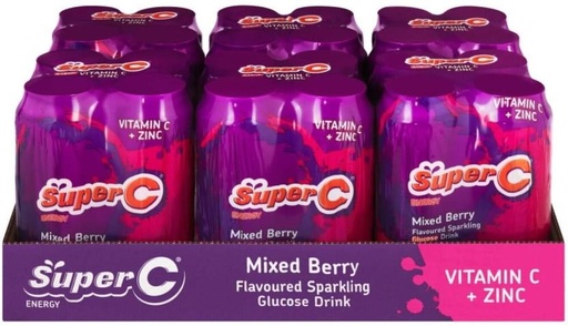 [ESMHBYEQWQPDHFFF] Super C Flavoured Sparkling Glucose Energy Drink (Mixed Berry Flavoured, 24 x 500 ml)
