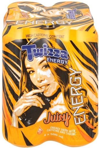 [ESMH26TWAZDCYDFH] Twizza Juicy Energy Drink (Fruit Flavoured, 4 x 500 ml)