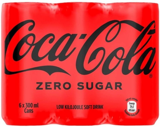 [ADKHYRH8HHMTVUBM] Coca-Cola No Sugar Low Kilojoule Soft Drink (6 x 300 ml)