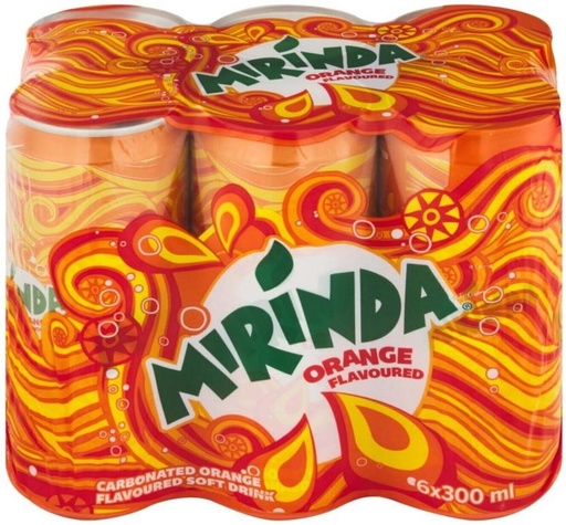 [ADKH4QPZCNAVVGUA] Mirinda Carbonated Ornge flavoured Soft Drink (6 x 300 ml)