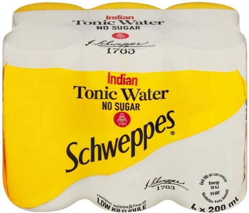 [ADKHYRH8ATVU8YC8] Schweppes Indian Tonic Water - Zero Sugar (6 x 200 ml)