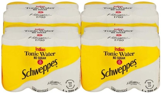 [ADKHYRH8VBFYYHJH] Schweppes Indian Tonic Water - Zero Sugar (24 x 200 ml)