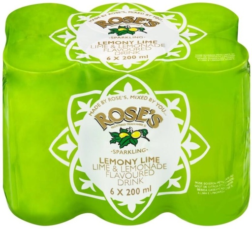 [ADKH4QPZMSAYS6GB] Rose'S Sparkling Lemony Lime & Lemonade Flavoured Drink (6 x 200 ml)