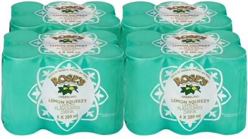 [ADKHYRH8HUWZV5BH] Rose'S Sparkling Lemon Squeezy Lemon Flavoured Drink (24 x 200 ml)