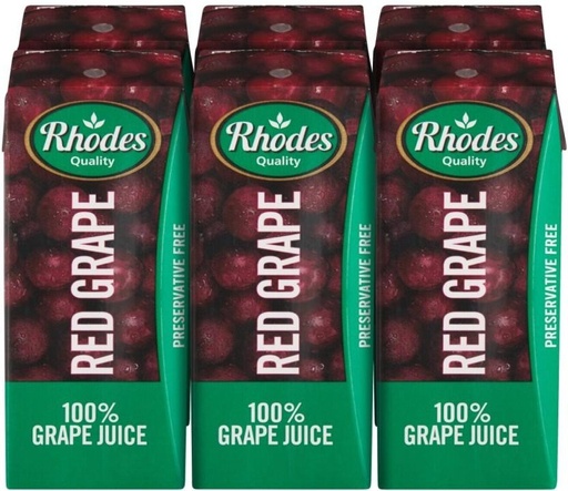 [DKJH26TJBMDHGQQB] Rhodes 100% Grape Juice (6 x 200 ml)