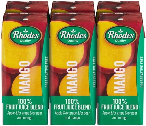 [DKJH26TJJHM5TCQZ] Rhodes Mango 100% Fruit Juice Blend (6 x 200 ml)