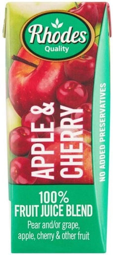 [DKJH26TJZZKTAEHT] Rhodes Apply & Cherry 100% Fruit Juice Blend (6 x 200 ml)