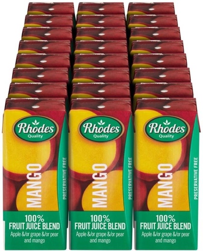 [DKJH26TJZWBQEQBH] Rhodes Mango 100% Fruit Juice Blend (24 x 200 ml)