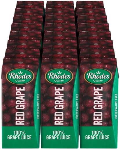 [DKJH26TJJSNJTDZR] Rhodes 100% Grape Juice (24 x 200 ml)
