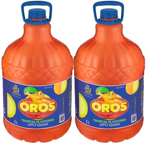 [CNTH26UPNCACFMKU] Brookes Oros Tropical Squash Apple Flavoured (5 L, Pack of 2)