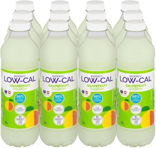 [CNTH26UPETG2TURR] Brookes Low-Cal Grapefruit Squash (1 L, Pack of 12)