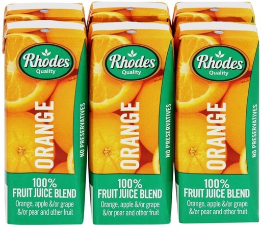 [DKJH26TJGTFHZ8PK] Rhodes Orange 100% Fruit Juice Blend (6 x 200 ml)