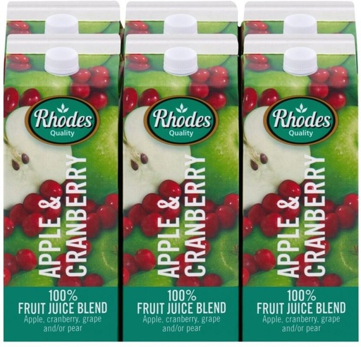 [DKJH26TU2CQZPZVJ] Rhodes Apple & Cranberry 100% Fruit Juice Blend (6 x 2 L)