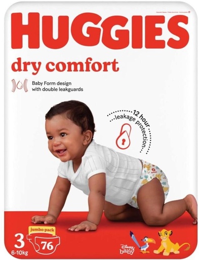[DIRH4U47UYJS9KG4] Huggies Dry Comfort Jumbo Pack Tape Diapers - L (76 Pieces)