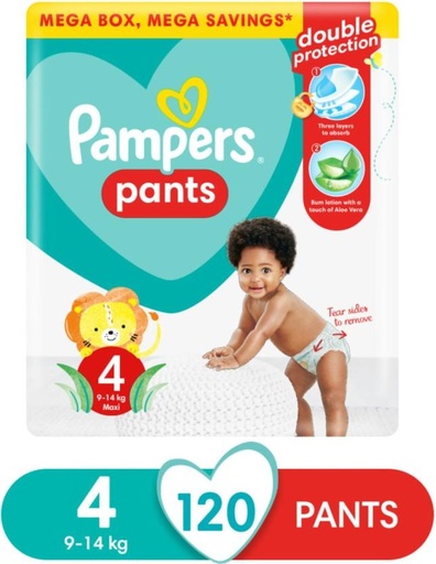 [DIRH4U47ZDFHWUF2] Pampers Mega Box Double Protection Tape Diapers - M (120 Pieces)
