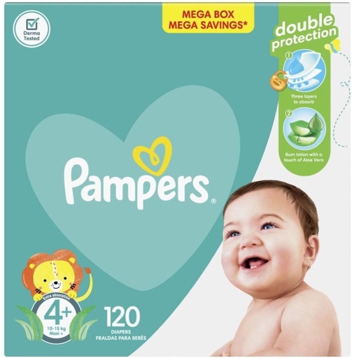 [DIRH532EANS4TTAE] Pampers Mega Box Double Protection Tape Diapers - M (120 Pieces)