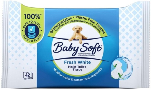 [WPEH4ZRFAGTZFUW7] Baby Soft Fresh White Toilet Tissue Wipes (Pack of 12, 42 Wipes per Pack)