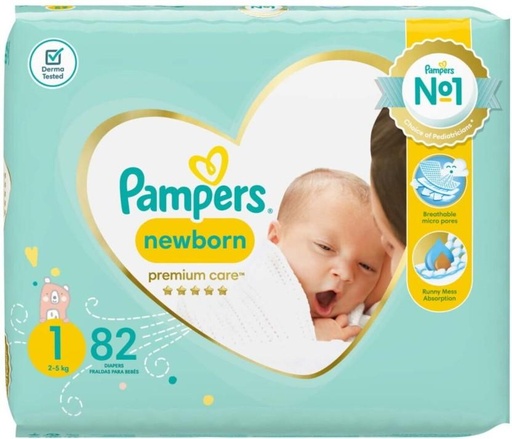 [DIRHFXJ8MBUQXDQD] Pampers Premium Care Newborn Tape Diapers - 0 (82 Pieces)