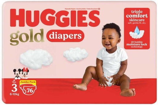 [DIRHFXJ8JAZTPBBJ] Huggies Jumbo Pack Gold Tape Diapers - L (76 Pieces)