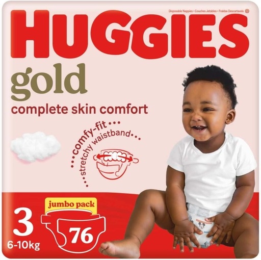 [DIRHFXJ854GCGHCN] Huggies Jumbo Pack Gold Tape Diapers - L (76 Pieces)