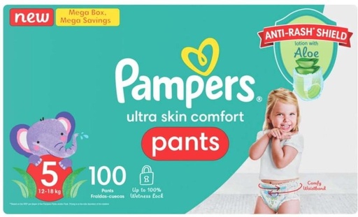 [DIRH4U47PQGPCAGB] Pampers Mega Box Double Protection Tape Diapers - S (100 Pieces)
