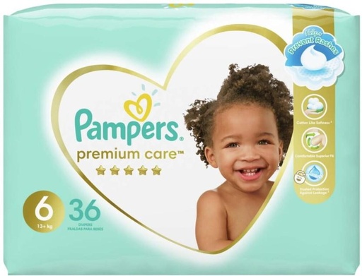 [DIRHFXJ8YAZEPDHA] Pampers Premium Care Prevent Rashes Tape Diapers - 6 (36 Pieces)