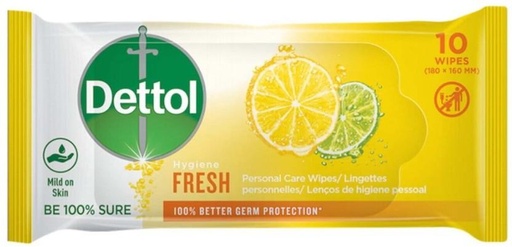 [WPEHFXNXJGZTXS3W] Dettol Hygiene Fresh Personal Care (Pack of 12, 10 Wipes per Pack)