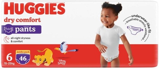 [DIRH4U47TH4ZADBS] Huggies Dry Comfort All Night Dryness Pant Diapers - 6 (46 Pieces)