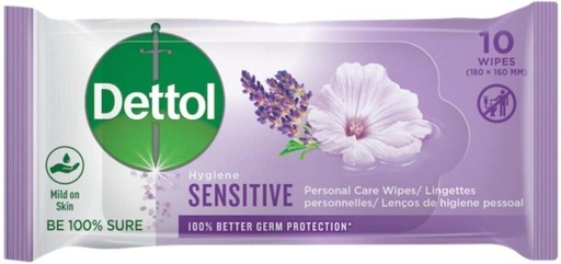 [WPEHFXNXN8RZHM2Y] Dettol Hygiene Sensitive Personal Care (Pack of 12, 10 Wipes per Pack)