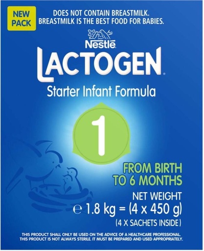 [INFHE4BZBZEBWH2H] Nestle Lactogen Starter Infant Formula Stage 1 (1.8 kg, 0-6 Months)