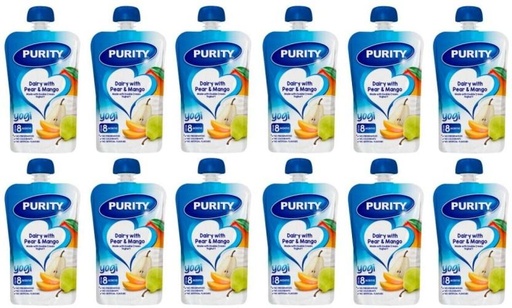 [INFH2YW6EC3EVNEZ] Purity Dairy with Pear & Mango Baby Food (12 x 110 ml, 6-12 Months)